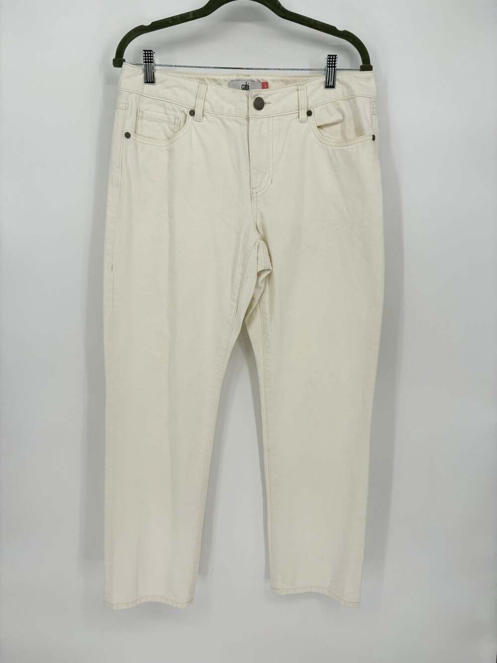 CAbi Jeans Women’s Size 6 Ivory White 100% Cotton skinny Leg Denim Stretch